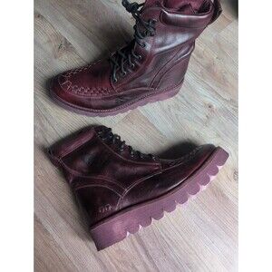 Bed Stu Elisha Combat Burgundy Merlot Leather Boots Womens 11